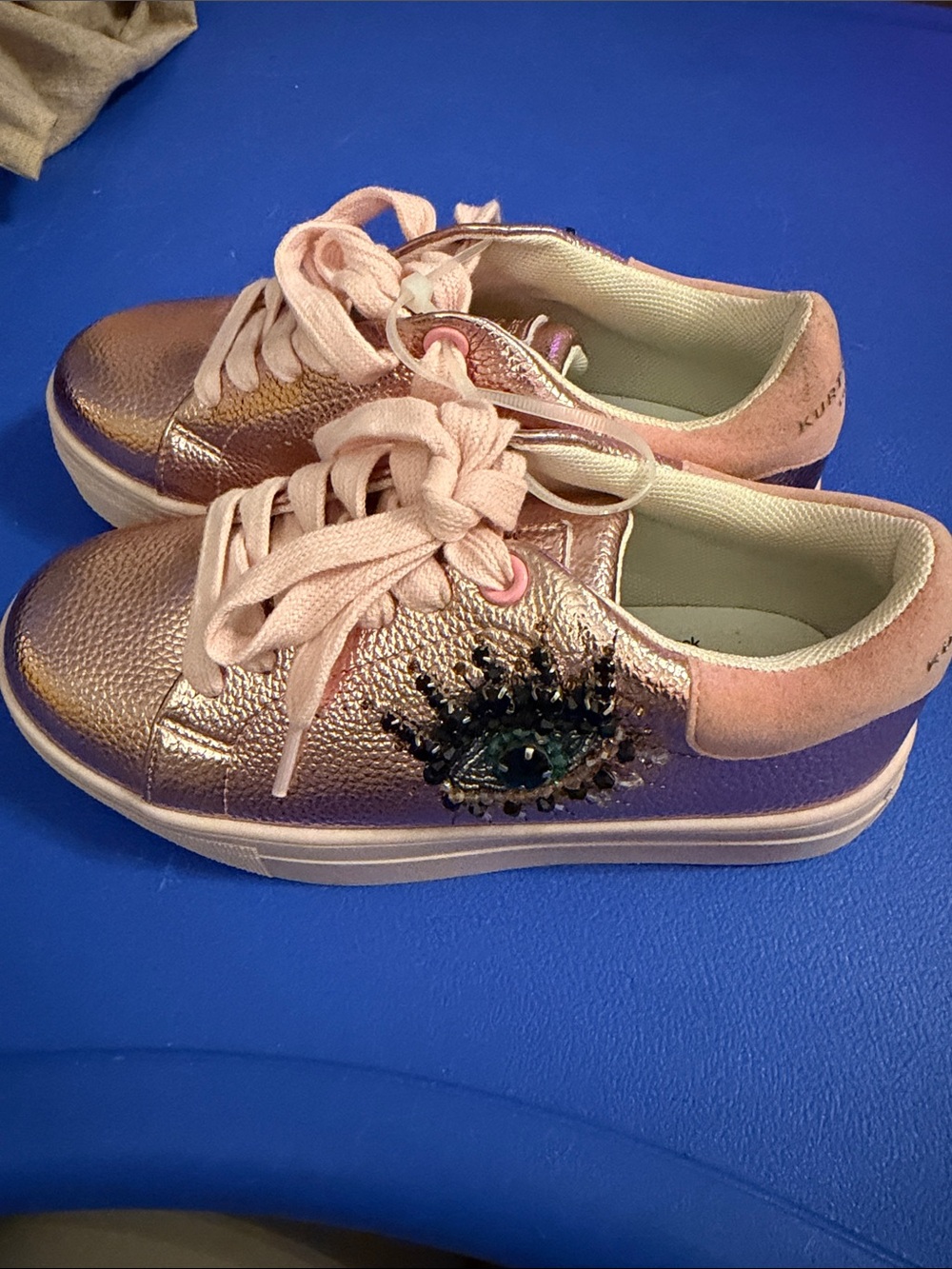 Kurt Geiger Kids Metallic Pink and Purple Embellished Sneakers